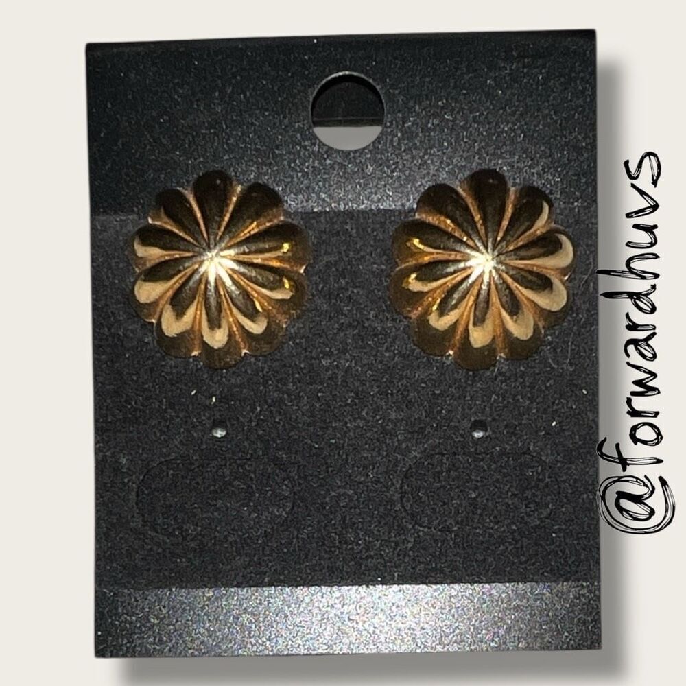 Bundle Sale 3 for $15 | Gold Tone Floral Stud Earrings – 1/2”